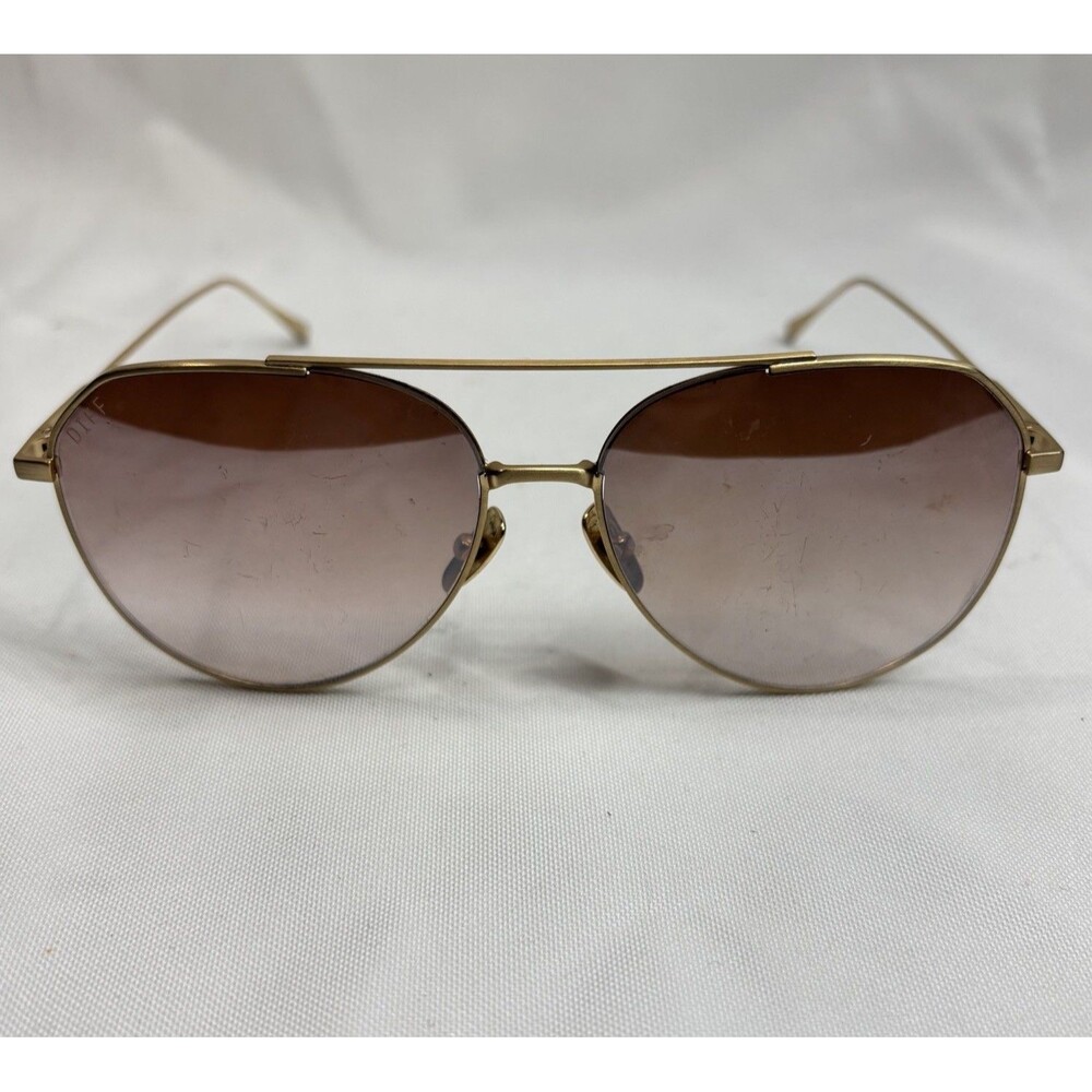 DIFF Eyewear Sunglasses Aviator Gold Frame Gradient Brown Lens Unisex
